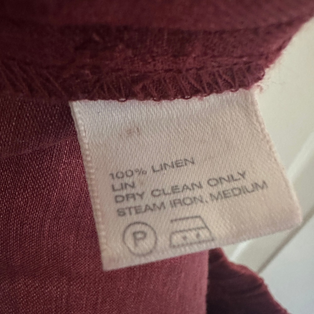 Lafayette 148 Pants Burgundy Red 100% Linen Wide Leg High Rise Womens 14 - Picture 5 of 5